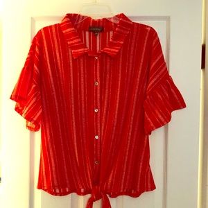 Trendy red striped top Large